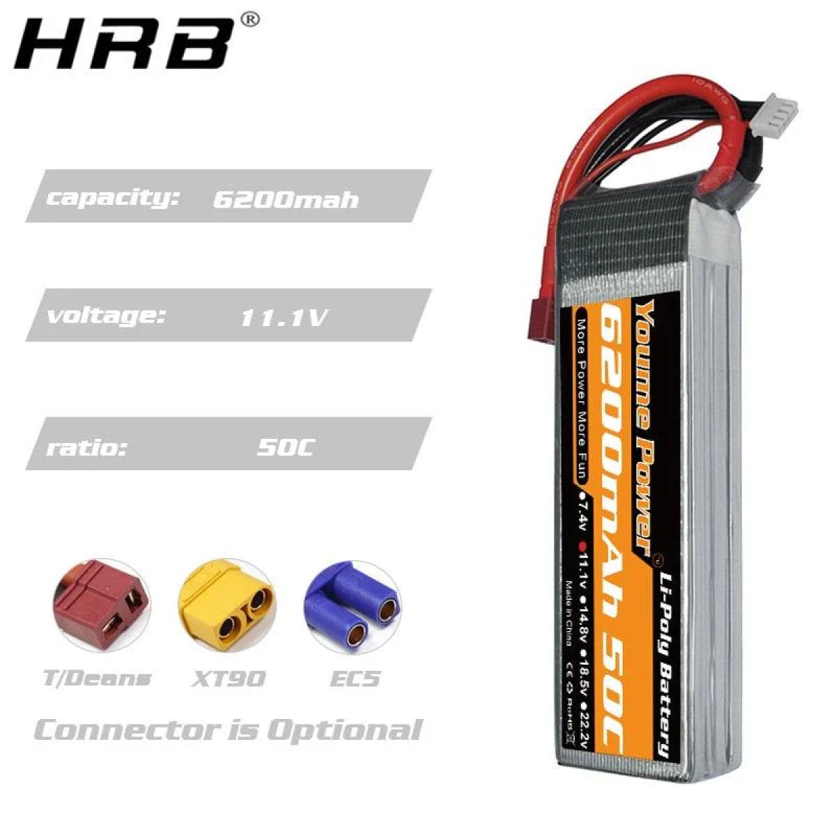 2 шт. аккумуляторов Youme Lipo 2S/3S/4S 5200/6200 мАч T Deans EC5 XT60 для RC, дронов, вертолётов 2 шт. аккумуляторов Youme Lipo 2S/3S/4S 5200/6200 мАч T Deans EC5 XT60 для RC, дронов, вертолётов