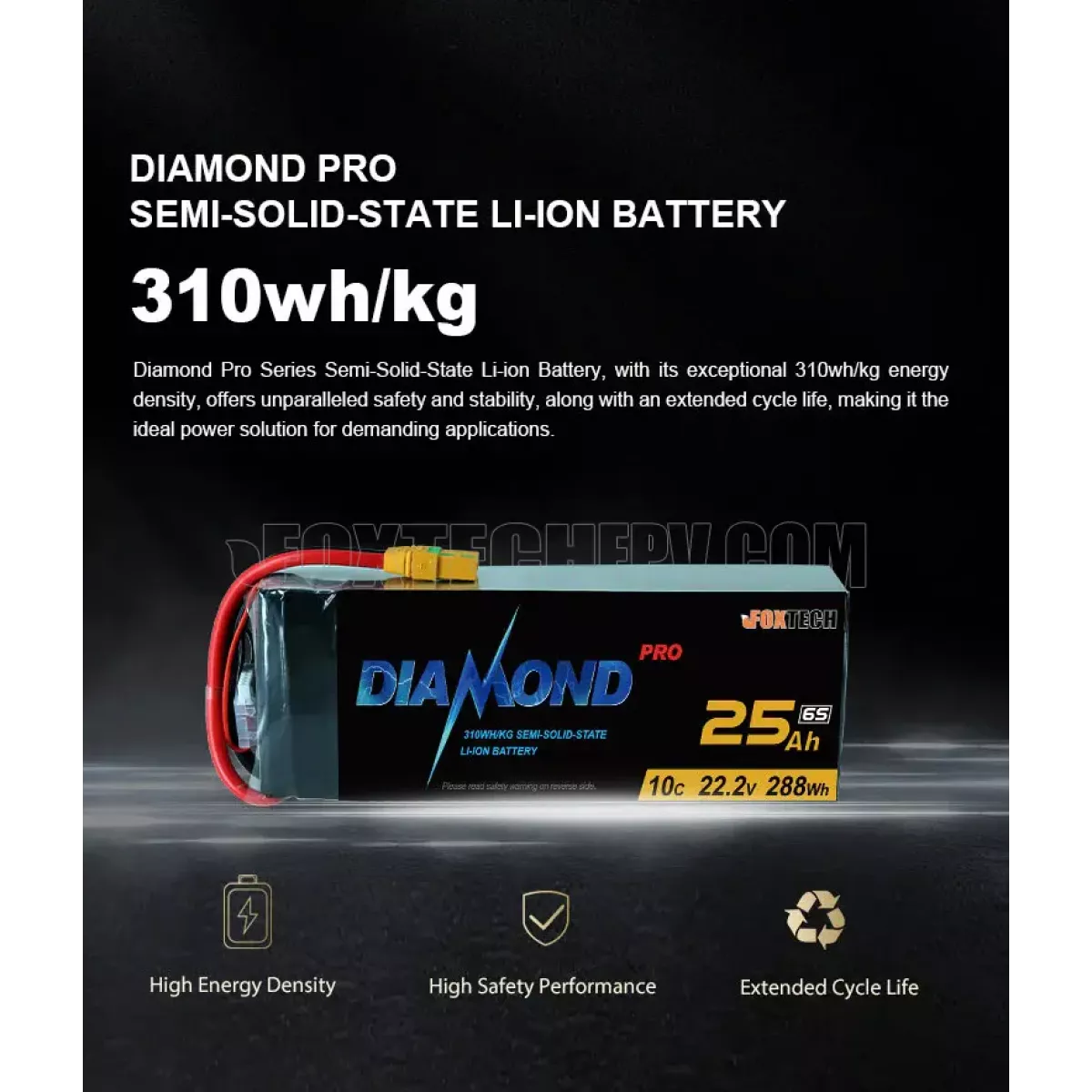Аккумулятор Li-ion Semi Solid State Diamond Pro 14S 51.8V 310Втч/кг 22000–33000мАч для дрона Аккумулятор Li-ion Semi Solid State Diamond Pro 14S 51.8V 310Втч/кг 22000–33000мАч для дрона